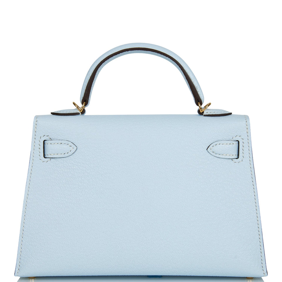Hermes Kelly Sellier 20 Bleu Brume Chevre Gold Hardware