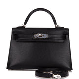 Hermes Kelly Sellier 20 Black Chevre Chamkila Palladium Hardware