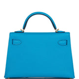 Hermes Kelly Sellier 20 Bleu Frida Chevre Gold Hardware