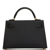 Hermes Kelly Sellier 20 Black Epsom Gold Hardware