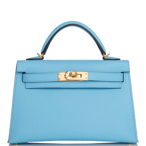 Hermes Kelly Sellier 20 Celeste Epsom Gold Hardware
