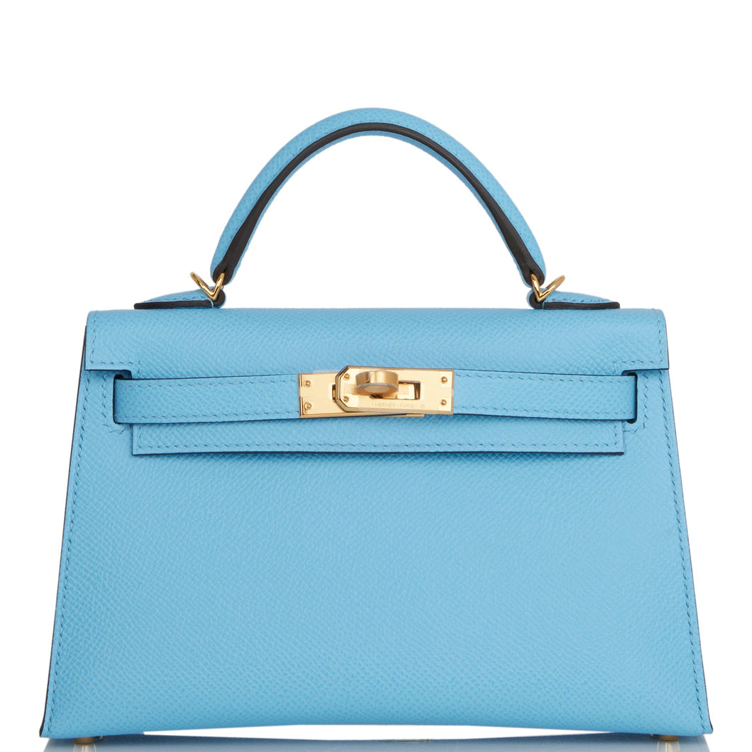 Hermes Kelly Sellier 20 Celeste Epsom Gold Hardware