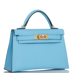 Hermes Kelly Sellier 20 Celeste Epsom Gold Hardware