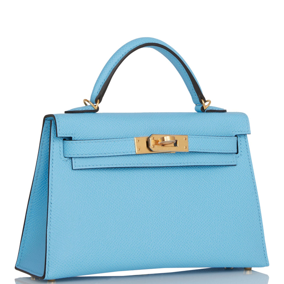 Hermes Kelly Sellier 20 Celeste Epsom Gold Hardware