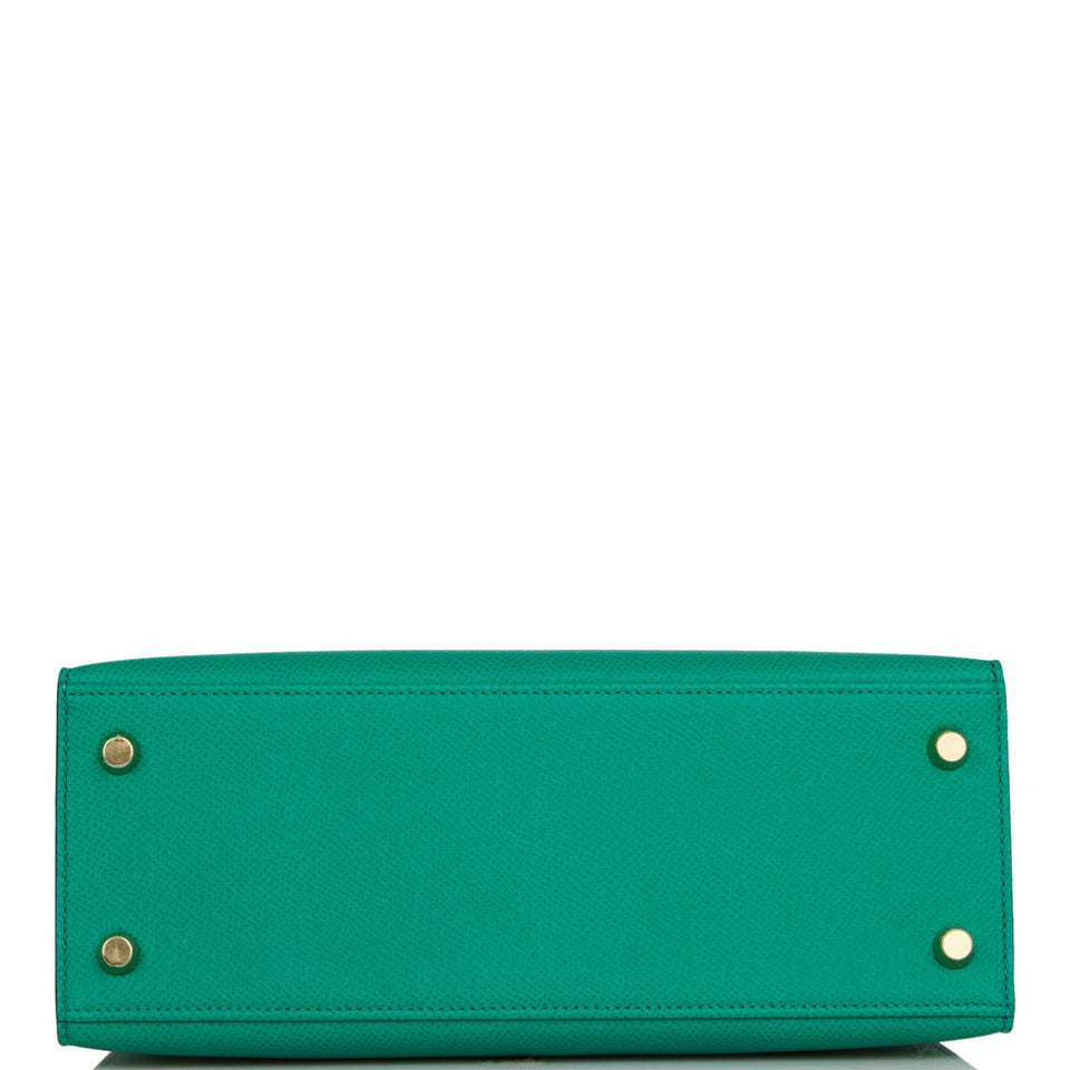 Hermes Kelly Sellier 25 Vert Jade Epsom Gold Hardware
