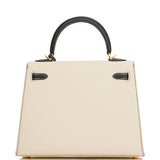 Hermes Special Order (HSS) Kelly Sellier 25 Nata and Black Epsom Gold Hardware