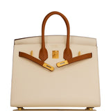 Hermes Special Order (HSS) Birkin Sellier 25 Nata and Gold Epsom Brushed Gold Hardware