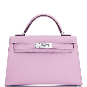 Hermes Kelly Sellier 20 Mauve Sylvestre Epsom Palladium Hardware