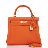 Hermes Kelly Retourne 25 Feu Togo Gold Hardware