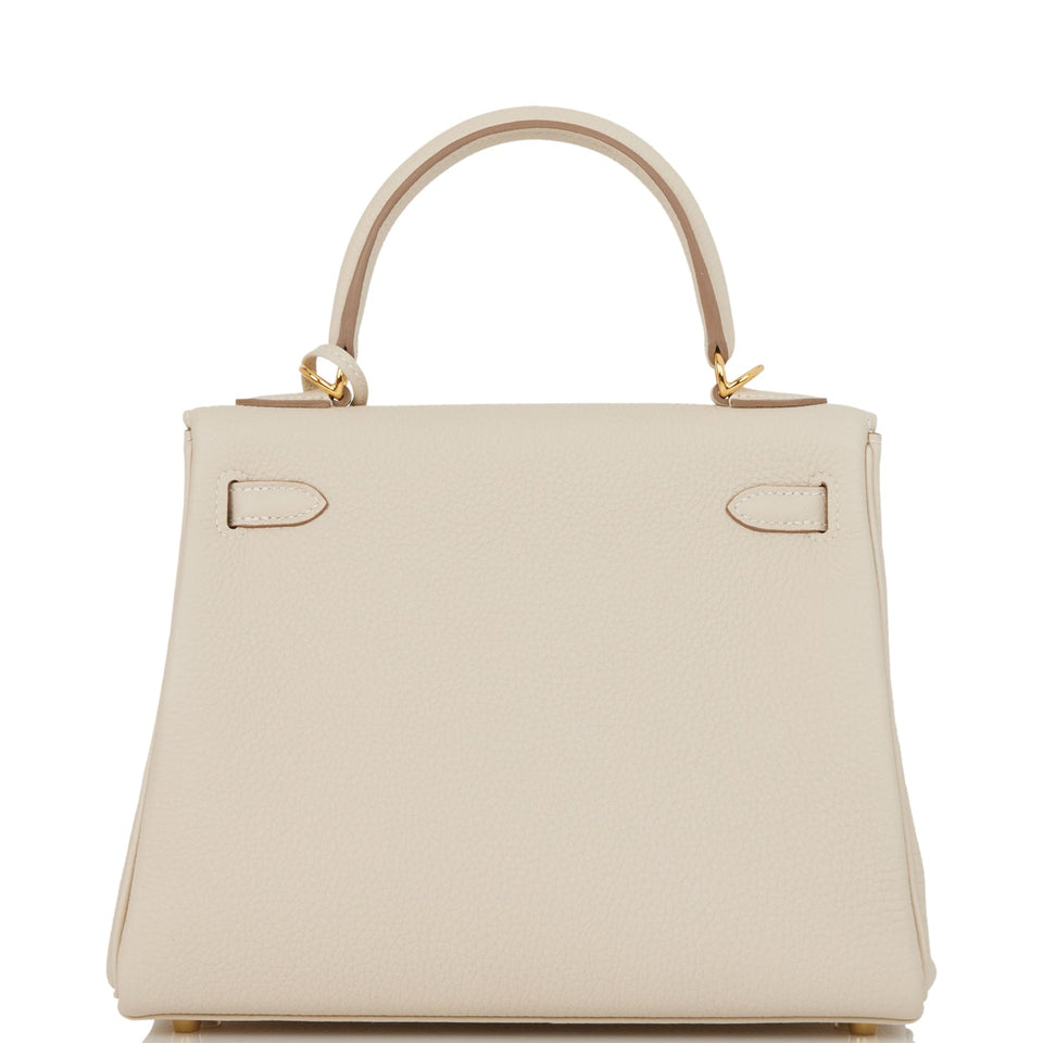 Hermes Kelly Retourne 25 Craie Togo Gold Hardware