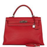 Hermes Kelly Mou 32 Vermillion Togo Palladium Hardware