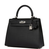 Hermes Kelly Sellier 25 Black Epsom Palladium Hardware