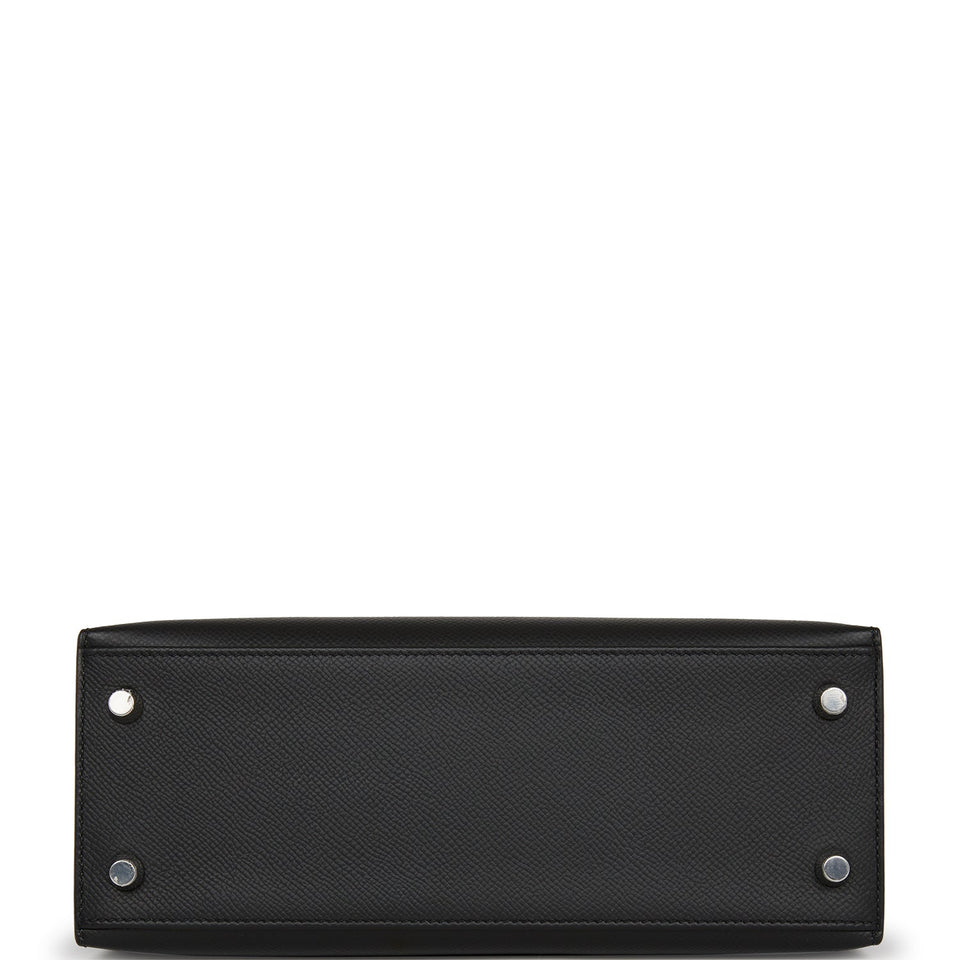 Hermes Kelly Sellier 25 Black Epsom Palladium Hardware