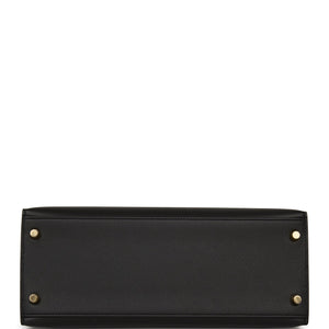 Hermes Kelly Sellier 28 Black Epsom Gold Hardware