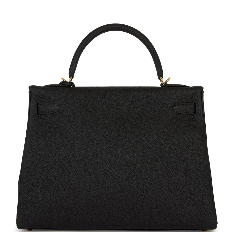 Hermes Kelly Retourne 32 Black Togo Gold Hardware