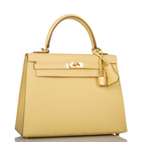 Hermes Kelly Sellier 25 Jaune Poussin Epsom Gold Hardware