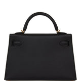 Hermes Kelly Sellier 20 Black Epsom Gold Hardware