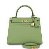 Hermes Kelly Sellier 25 Vert Criquet Epsom Gold Hardware