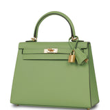 Hermes Kelly Sellier 25 Vert Criquet Epsom Gold Hardware