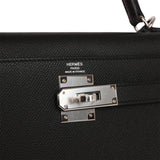 Hermes Kelly Sellier 28 Black Epsom Palladium Hardware