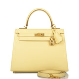 Hermes Kelly Sellier 25 Jaune Poussin Epsom Gold Hardware