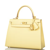 Hermes Kelly Sellier 25 Jaune Poussin Epsom Gold Hardware