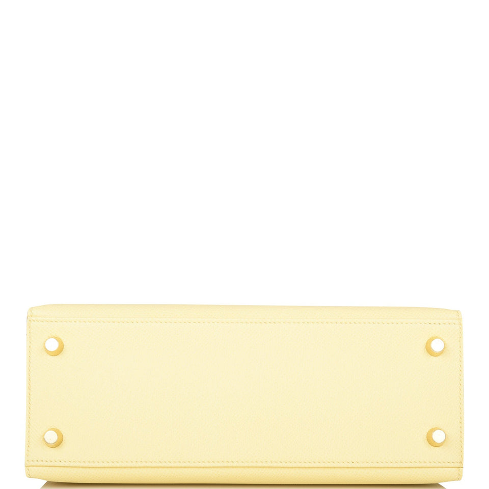 Hermes Kelly Sellier 25 Jaune Poussin Epsom Gold Hardware