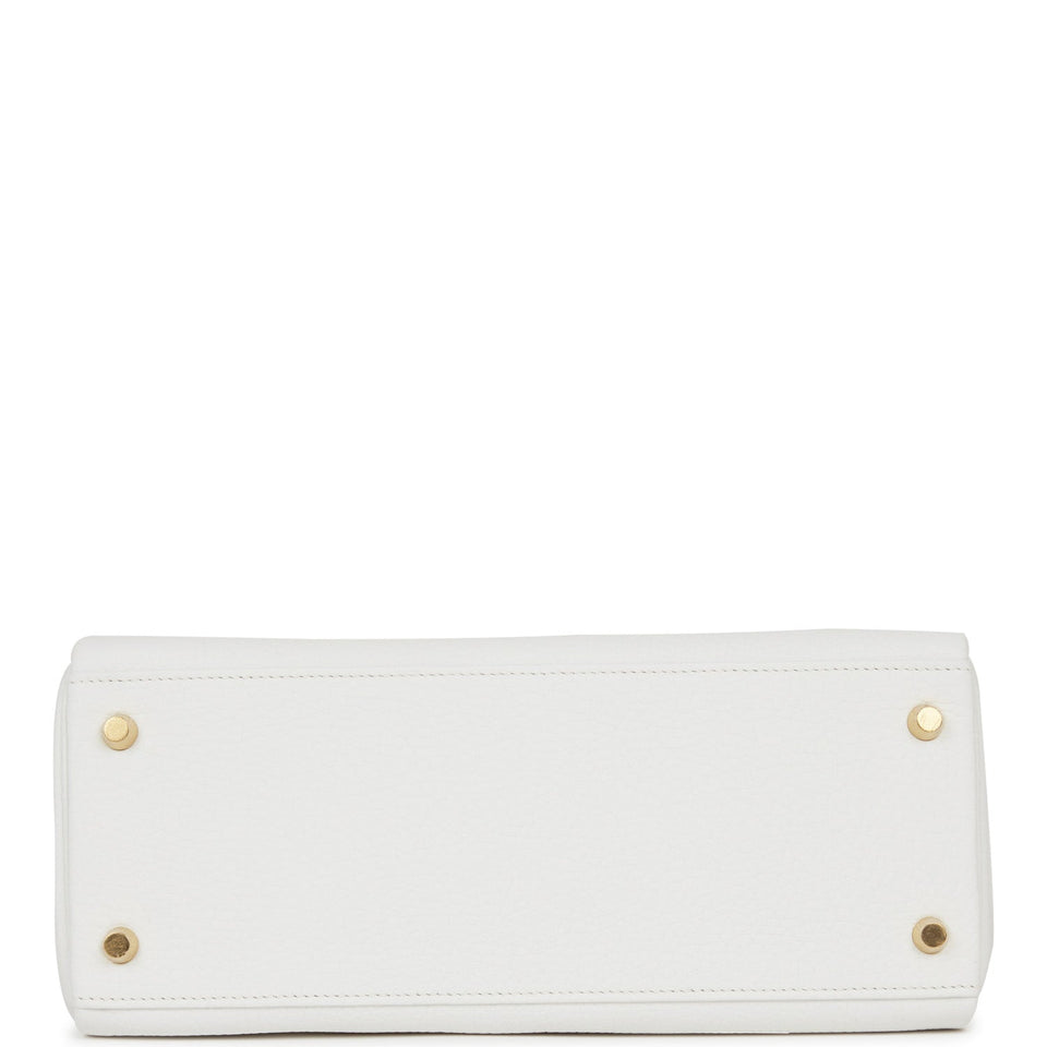 Hermes Kelly Retourne 28 White Clemence Gold Hardware