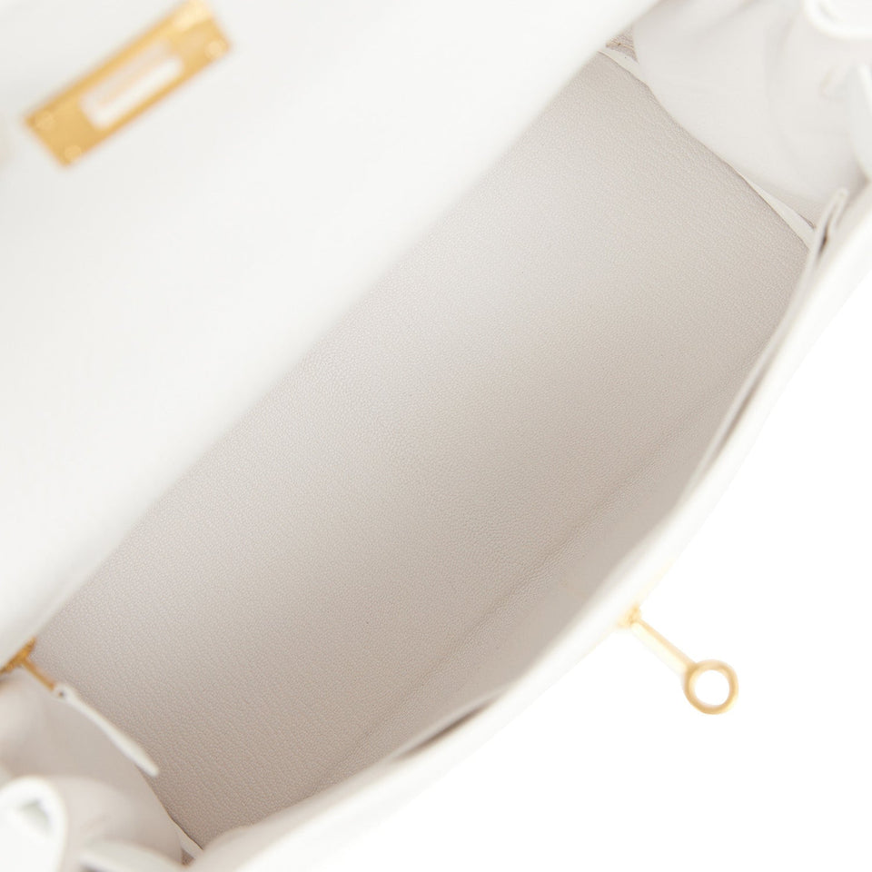 Hermes Kelly Retourne 28 White Clemence Gold Hardware