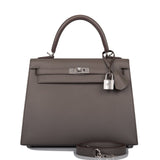 Hermes Kelly Sellier 25 Etain Epsom Palladium Hardware