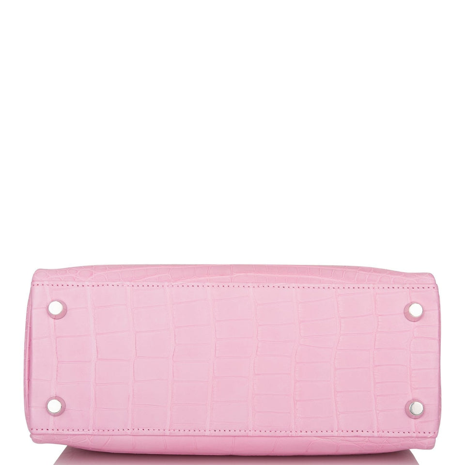 Hermes Kelly Retourne 25 Bubblegum 5P Matte Alligator Palladium Hardware