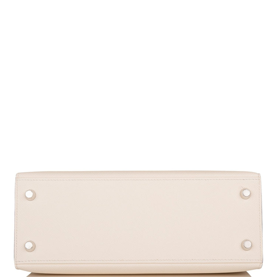 Hermes Kelly Sellier 25 Tri-Color Nata, Jaune Poussin and Sesame Epsom Palladium Hardware