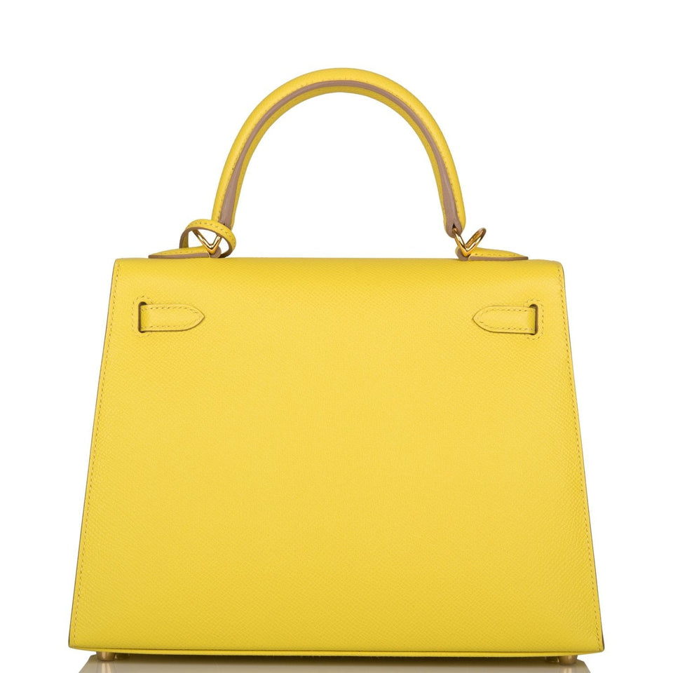 Hermes Kelly Sellier 25 Lime Epsom Gold Hardware