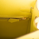 Hermes Kelly Sellier 25 Lime Epsom Gold Hardware