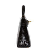 Hermes Kelly Sellier 20 Black Shiny Alligator Gold Hardware