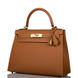 Hermes Kelly Sellier 28 Gold Epsom Gold Hardware