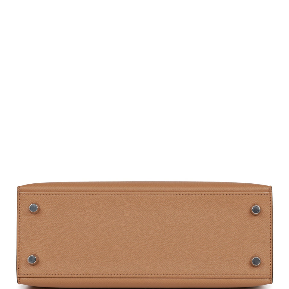 Hermes Kelly Sellier 25 Tri-Color Chai, Lime and Mauve Sylvestre Epsom Palladium Hardware