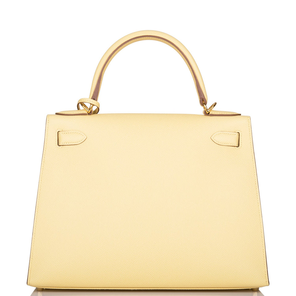 Hermes Kelly Sellier 28 Jaune Poussin Epsom Gold Hardware