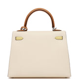 Hermes Kelly Sellier 25 Tri-Color Nata, Jaune Poussin and Sesame Epsom Palladium Hardware