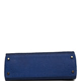 Hermes Ghillies Kelly Retourne 32 Bleu Saphir, Bleu Iris and Bleu de Malte Ostrich Permabrass Hardware