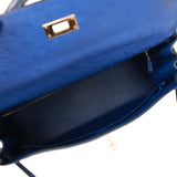 Hermes Ghillies Kelly Retourne 32 Bleu Saphir, Bleu Iris and Bleu de Malte Ostrich Permabrass Hardware