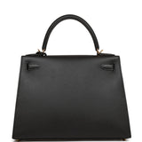 Hermes Kelly Sellier 28 Black Epsom Gold Hardware