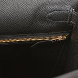Hermes Kelly Sellier 28 Black Epsom Gold Hardware