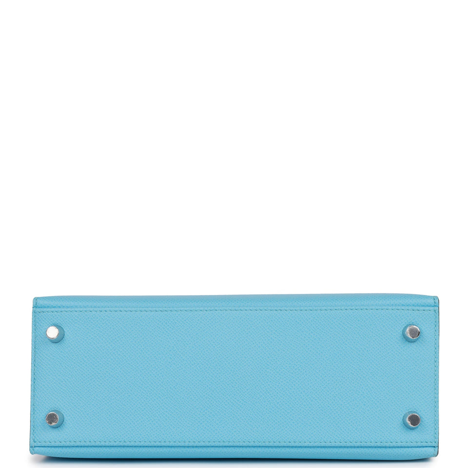 Hermes Kelly Sellier 25 Celeste Epsom Palladium Hardware