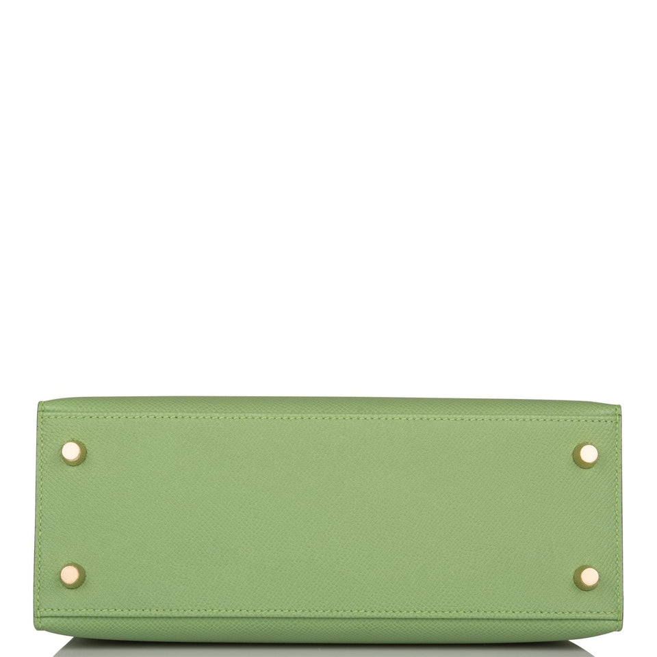 Hermes Kelly Sellier 25 Vert Criquet Epsom Gold Hardware