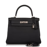 Hermes Kelly Retourne 28 Black Togo Palladium Hardware