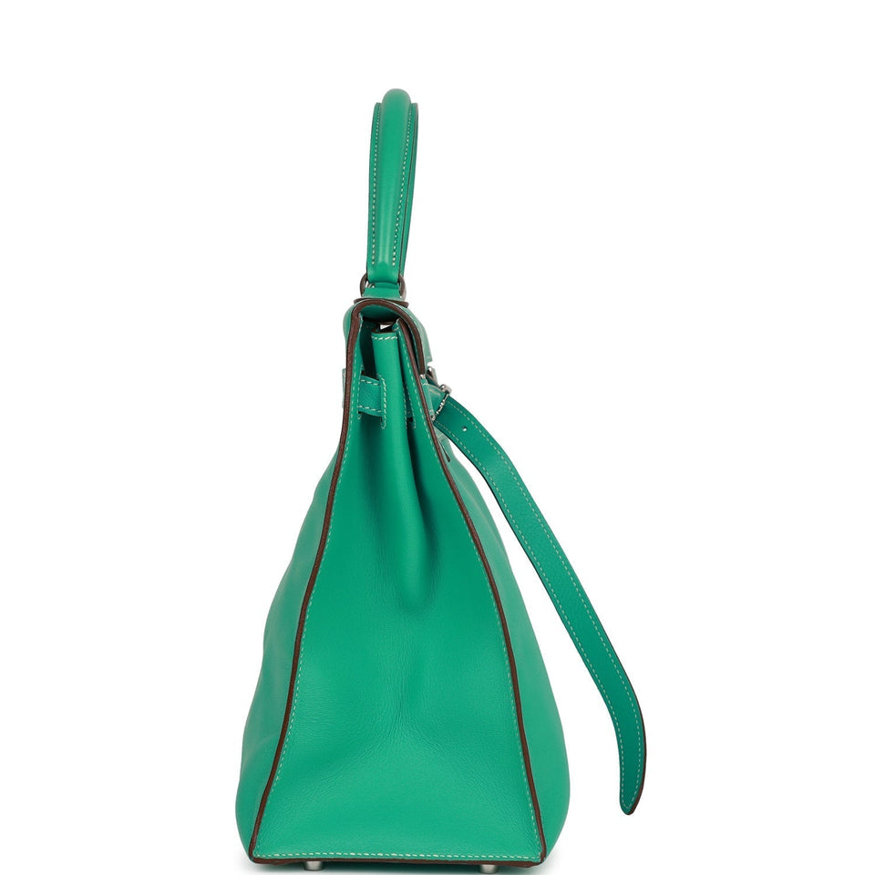 Hermes Kelly Flat 35 Lagoon Swift Palladium Hardware