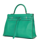 Hermes Kelly Flat 35 Lagoon Swift Palladium Hardware