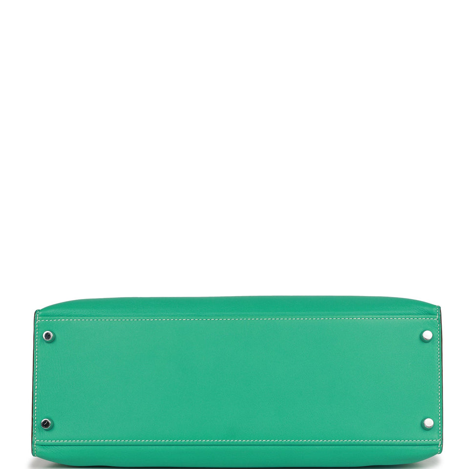 Hermes Kelly Flat 35 Lagoon Swift Palladium Hardware