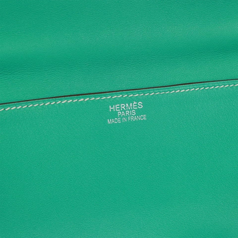 Hermes Kelly Flat 35 Lagoon Swift Palladium Hardware